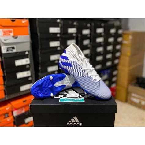 Sepatu Bola Adidas Nemeziz 19.3 FG White Blue EG7202